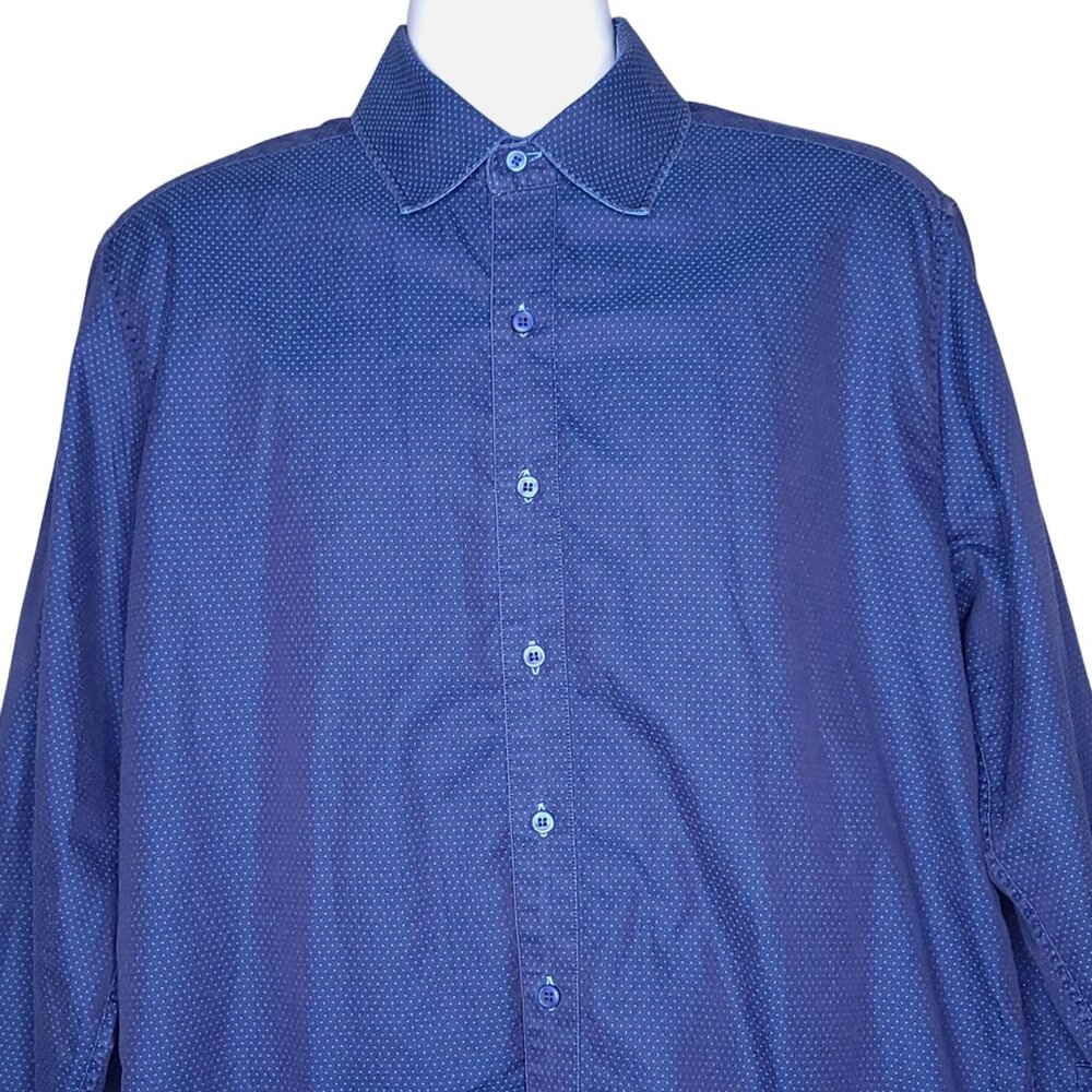 Robert Graham Mens Button-Up Shirt 2XL Blue Long Sleeve Reversible Woven